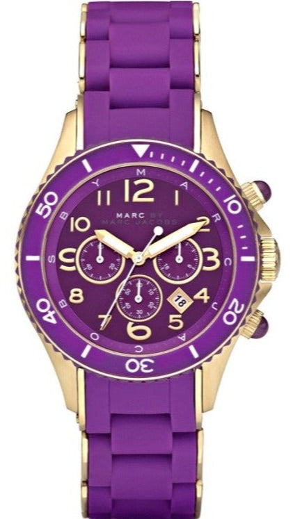 Marc Jacobs Rock Chronograph Purple Dial Purple Silicone Strap Watch for Women - MBM2549 Buy Now By Marc Jacobs