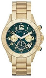 Marc Jacobs Rock Chronograph Green Dial Gold Steel Strap Watch for Women - MBM3252