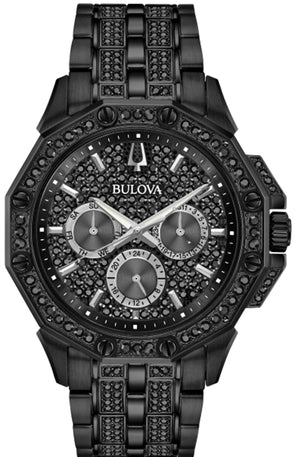 Bulova Octova Chronograph Black Crystal Dial Black Steel Strap Watch for Men - 98C134 Buy Now By Bulova