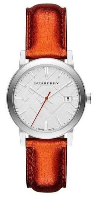 Burberry The City Silver Dial Orange Leather Strap Watch for Women - BU9121 Buy Now By Burberry