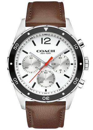 Coach Sullivan Chronograph White Dial Brown Leather Strap Watch for Men - 14602057 Buy Now By Coach