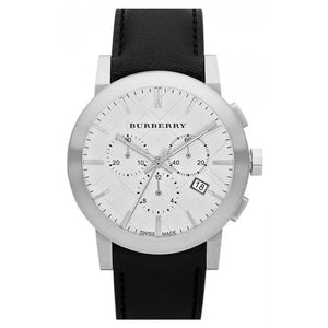 Burberry The City Chronograph White Dial Black Leather Strap Watch for Men - BU9355 Buy Now By Burberry