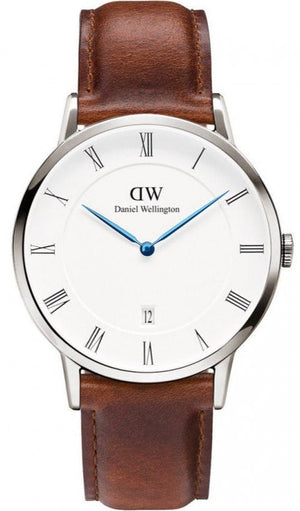 Daniel Wellington Dapper St Mawes White Dial Brown Leather Strap Watch For Men - DW00100087 Buy Now By Daniel Wellington