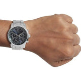 Guess Horizon Chronograph Quartz Blue Dial Silver Steel Strap Watch for Men - W0379G3 Buy Now By Guess