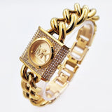 Michael Kors Chain Lock Pave Gold Dial Gold Steel Strap Watch For Women - MK4711 Buy Now By Michael Kors