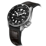 Seiko 5 Sports SKX Automatic Black Dial Black Leather Strap Watch for Men - SRPD55K2 Buy Now By Seiko