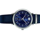Versace Menifesto Quartz Blue Dial Blue Leather Strap Watch For Men - VBQ01017 Buy Now By Versace
