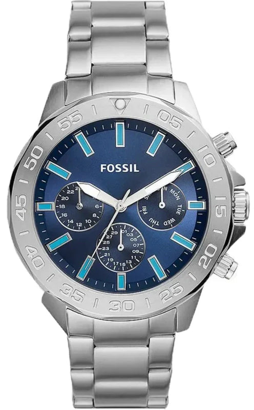 Fossil Bannon Multifunction Blue Dial Silver Steel Strap Watch for Men - BQ2503 Buy Now By Fossil