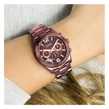 Fossil Perfect Boyfriend Multifunction Maroon Dial Maroon Steel Strap Watch for Women - ES4110 Buy Now By Fossil