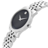 Movado Museum Classic Black Dial Silver Steel Strap Watch For Women - 0606505 Buy Now By Movado