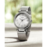 Guess Soho Silver DIal Stainless Steel Mesh Bracelet Watch For Women - W0638L1 Buy Now By Guess