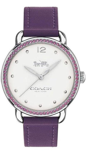 Coach Delancey White Dial Purple Leather Strap Watch for Women - 14502886 Buy Now By Coach