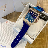 Guess Libra Crystals Blue Dial Blue Silicone Strap Watch For Women - GW0618L2 Buy Now By Guess