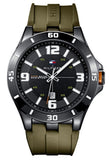 Tommy Hilfiger Drew Black Dial Green Rubber Strap Watch for Men - 1791065 Buy Now By Tommy Hilfiger