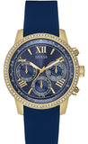 Guess Sunrise Blue Dial with Diamonds Blue Rubber Strap Watch For Women - W0616L2 Buy Now By Guess