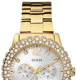 Guess Dazzler Diamonds Silver Dial Gold Steel Strap Watch for Women - W0335L2 Buy Now By Guess