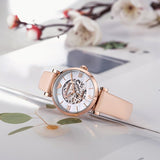 Emporio Armani Meccanico Silver Skeleton Dial Beige Leather Strap Watch For Women - AR60001 Buy Now By Emporio Armani