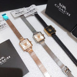 Coach Black Square Dial Black Leather Strap Watch for Women - 14503695 Buy Now By Coach
