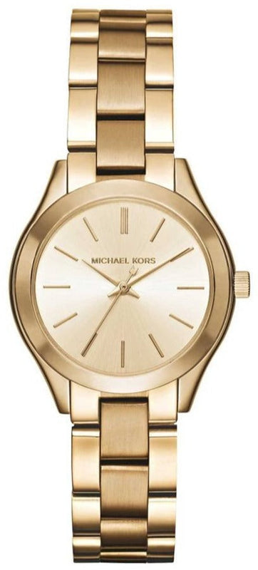Michael Kors Mini Runway Slim Gold Dial Gold Steel Strap Watch for Women - MK3512 Buy Now By Michael Kors