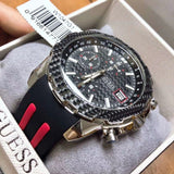 Guess Octane Chronograph Black Dial Two Tone Silicone Strap Watch For Men - W1047G1 Buy Now By Guess
