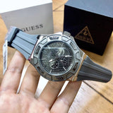 Guess Force Grey Dial Grey Rubber Strap Watch For Men - W0674G8 Buy Now By Guess