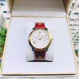 Versace Audrey Quartz Silver Dial Red Leather Strap Watch for Women - VELR00219 Buy Now By Versace