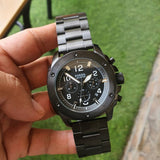Fossil Machine Chronograph Black Dial Black Steel Strap Watch for Men - FS4927 Buy Now By Fossil