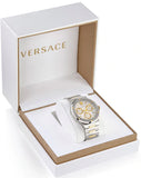 Versace Greca Chronograph White Dial Two Tone Steel Strap Watch For Men - VEZ900321 Buy Now By Versace
