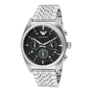 Emporio Armani Franco Black Dial Silver Steel Strap Watch For Men - AR0373 Buy Now By Emporio Armani