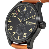 Hugo Boss Aeroliner Maxx Chronograph Black Dial Brown Leather Strap Watch For Men - 1513082 Buy Now By Hugo Boss