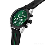 Maserati Traguardo Chronograph Green Dial Black Silicone Strap Watch For Men - R8871612043 Buy Now By Maserati