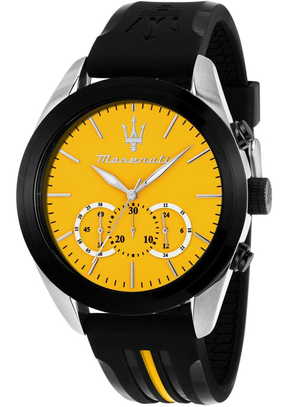 Maserati Traguardo Chronograph Yellow Dial Black Silicone Strap Watch For Men - R8871612045 Buy Now By Maserati