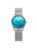 Gucci G-Timeless Turquoise Mother of Pearl Dial Silver Mesh Bracelet Watch For Women - YA126582 Buy Now By Gucci