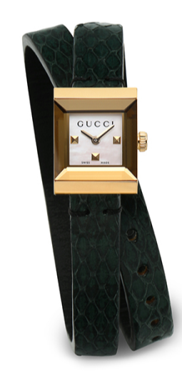Gucci G Frame Double Mother of Pearl Dial Green Leather Strap Watch For Women - YA128525 Buy Now By Gucci