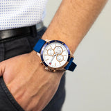Tommy Hilfiger Bank Multifunction Quartz White Dial Blue Rubber Strap Watch for Men - 1791778 Buy Now By Tommy Hilfiger