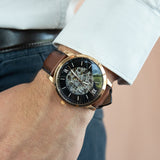 Fossil Neutra Automatic Skeleton Black Dial Brown Leather Strap Watch for Men - ME3195 Buy Now By Fossil