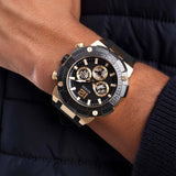 Guess Navigator Chronograph Black Dial Black Rubber Strap Watch for Men - GW0264G3 Buy Now By Guess