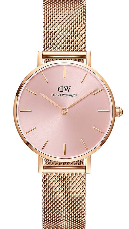 Daniel Wellington Petite Melrose Pink Dial Rose Gold Mesh Strap Watch For Women - DW00100367 Buy Now By Daniel Wellington