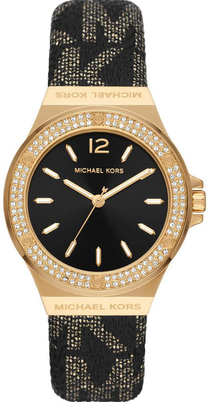 Michael Kors Lennox Three Hand Black Dial Black Leather Strap Watch For Women - MK7307 Buy Now By Michael Kors