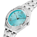 Guess Cosmo Diamonds Turquoise Dial Silver Steel Strap Watch for Women - GW0033L7 Buy Now By Guess
