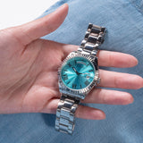 Guess Luna Quartz Blue Dial Silver Steel Strap Watch For Women - GW0308L4 Buy Now By Guess