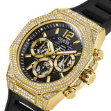 Guess Momentum Chronograph Diamonds Black Dial Black Silicone Strap Watch For Men - GW0518G2 Buy Now By Guess