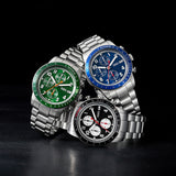 Fossil Sport Tourer Chronograph Green Dial Silver Steel Strap Watch for Men - FS6048 Buy Now By Fossil