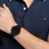 Tommy Hilfiger Troy Chronograph Black Dial Black Leather Strap Watch For Men - 1792110 Buy Now By Tommy Hilfiger
