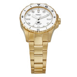 Fossil Blue Dive Three Hand White Dial Gold Steel Strap Watch For Women - ES5350 Buy Now By Fossil