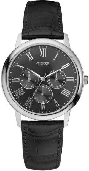 Guess Wafer Analog Black Dial Black Leather Strap Watch For Men - W70016G1 Buy Now By Guess