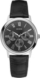 Guess Wafer Analog Black Dial Black Leather Strap Watch For Men - W70016G1 Buy Now By Guess