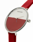 Calvin Klein Rise Yellow Red Dial Red Leather Strap Watch for Women - K7A231UP Buy Now By Calvin Klein