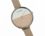 Calvin Klein Rise White Beige Dial Beige Leather Strap Watch for Women - K7A231XH Buy Now By Calvin Klein