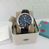 Fossil Grant Chronograph Blue Dial Black Leather Strap Watch for Men - FS4990 Buy Now By Fossil